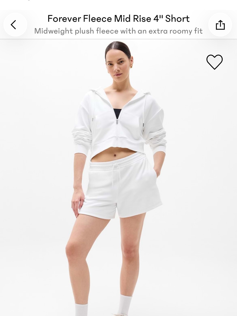 Athleta Forever Fleece Mid Rise 4" Short - White